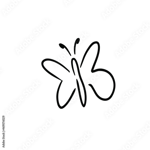 Butterfly Hand Drawing. Tattoo Design. Stencil Vector Illustration