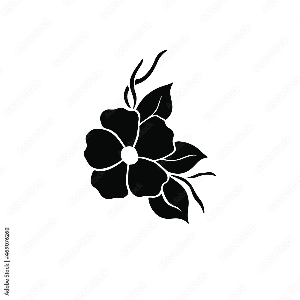 Flowers Symbol Logo. Tattoo Design. Stencil Vector Illustration Stock
