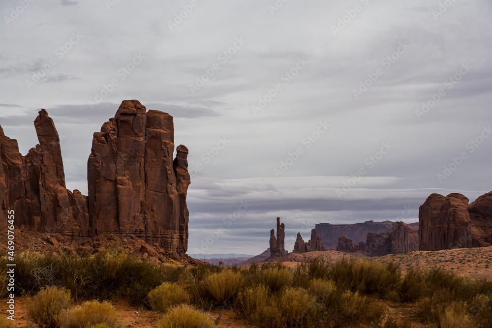 Western view in the Monument Valley. 