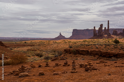 Prairie and cliffs in The Monument Valley. Perspective view