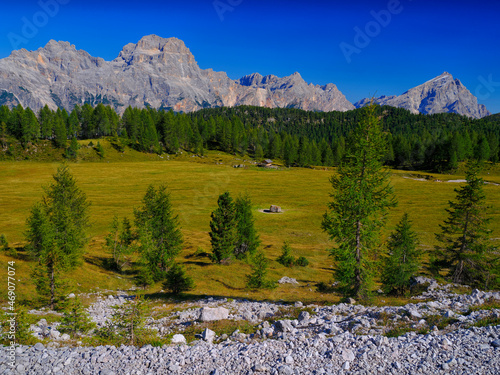 Scenic mountain landscape in the Dolomites, Italy, Europe 