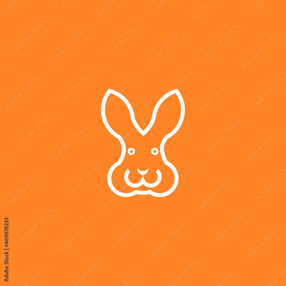 Rabbit Line Art. Simple Minimalist Logo Design Inspiration. Vector Illustration.