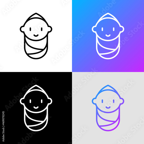 Smiling newborn thin line icon. Modern vector illustration.