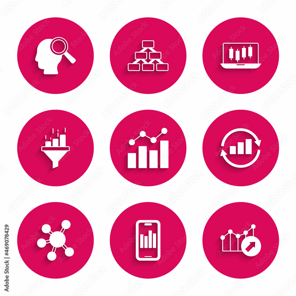 Set Financial growth, Mobile with graph, Graph chart infographic, Project team base, Sales funnel, Stocks market graphs and Search people icon. Vector Set Financial growth, Mobile with graph, Graph chart infographic, Project team base, Sales funnel, Stocks market graphs and Search people icon. Vector