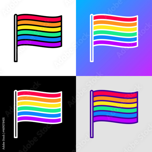 Rainbow flag LGBT thin line icon. Modern vector illustration.