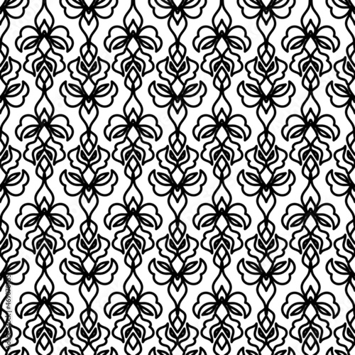 ornate floral ornament. monochrome seamless pattern. black and white contour drawing by hand. coloring  printing  cover  template. decorative background for printed products  packaging  textiles.