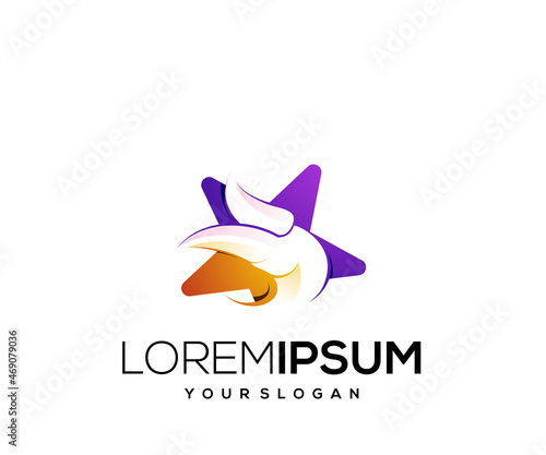 Modern gradient color bird star mascot logo vector