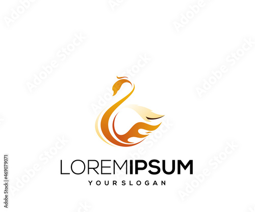 Modern gradient color fire goose mascot logo vector