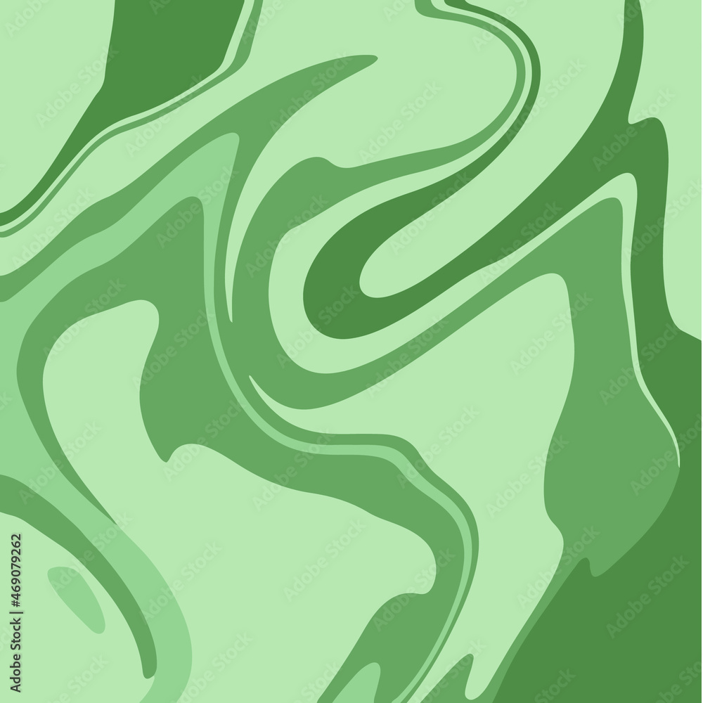 Green Liquid Marble Texture. Ink Painting Abstract Background Pattern. Vector Illustrations.
