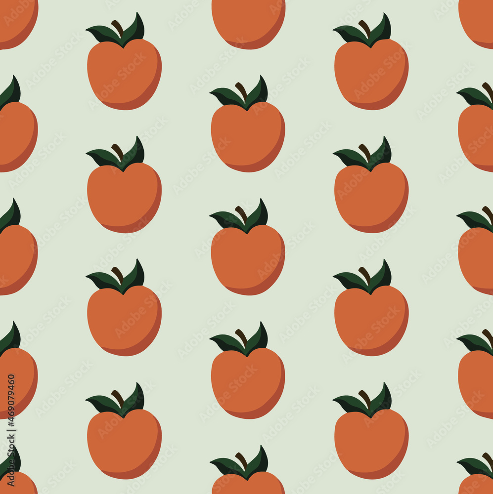 Peach Pattern Background. Social Media Post. Fruits Vector Illustration.