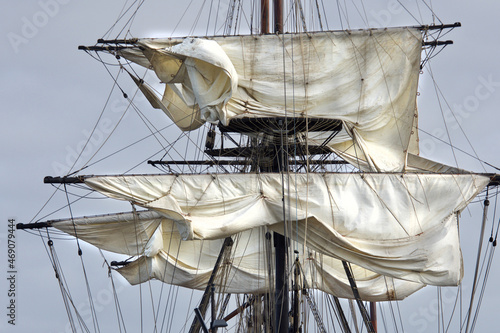 the sails of an 18th century boat, Saint Malo Brittany