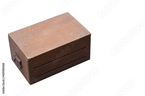 top view di cut wood box on white background,object,copy space