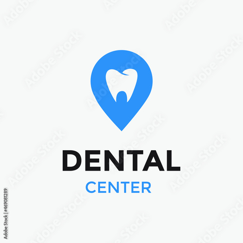 doctor dentist dental with point map center symbol logo design