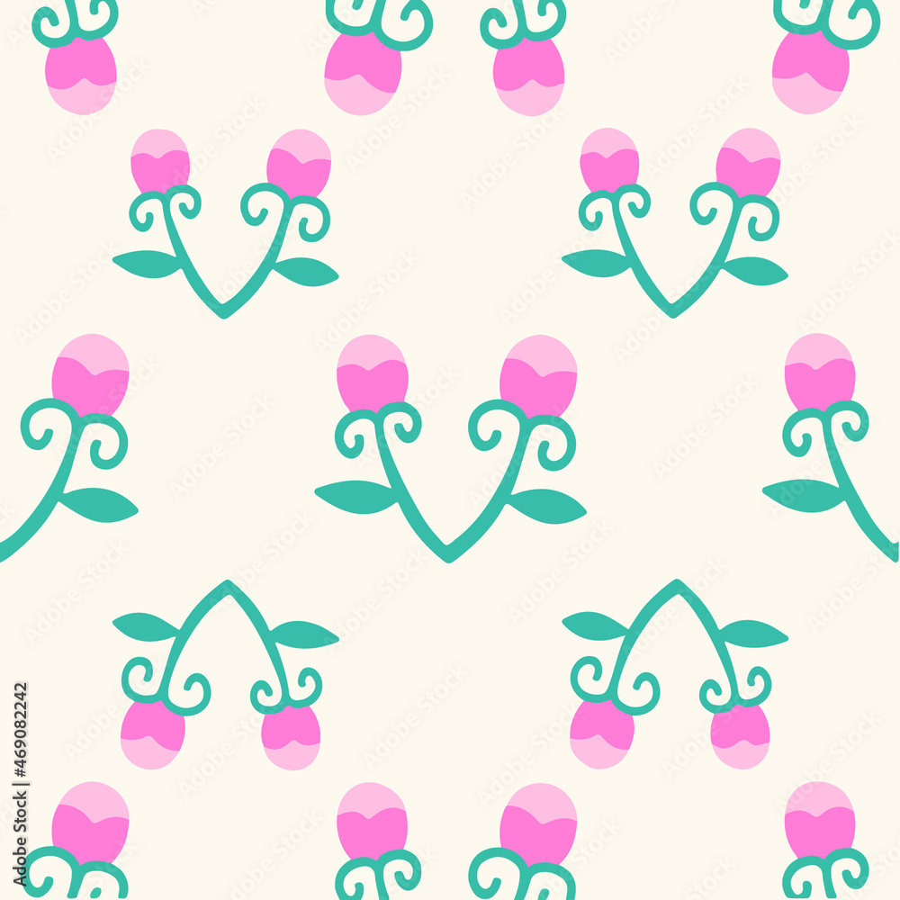 Pink Flowers Pattern Background. Social Media Post. Floral Vector Illustration.