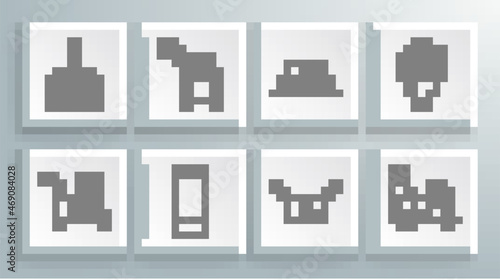 Set line Electric hand truck and boxes, Hand, Mobile phone with app delivery tracking, Cardboard traffic symbol, Scooter, Railway carriage, Placeholder map paper and Container crane icon. Vector