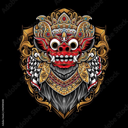 balinese barong with ornament vector
