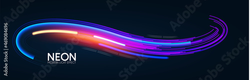 Motion striped light effect with fluid color. Abstract shining wave background. Magic screen design
