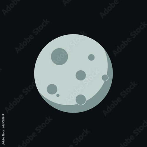 vector gray moon. flat image of a satellite of the earth with craters.