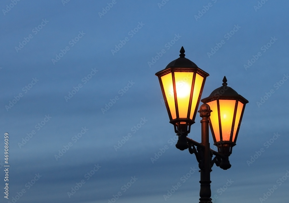 Street lamp on the background of the night sky
