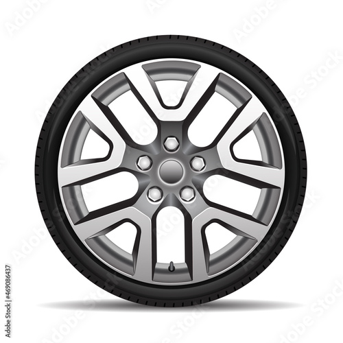 Aluminum wheel car tire style racing on white background vector illustration.