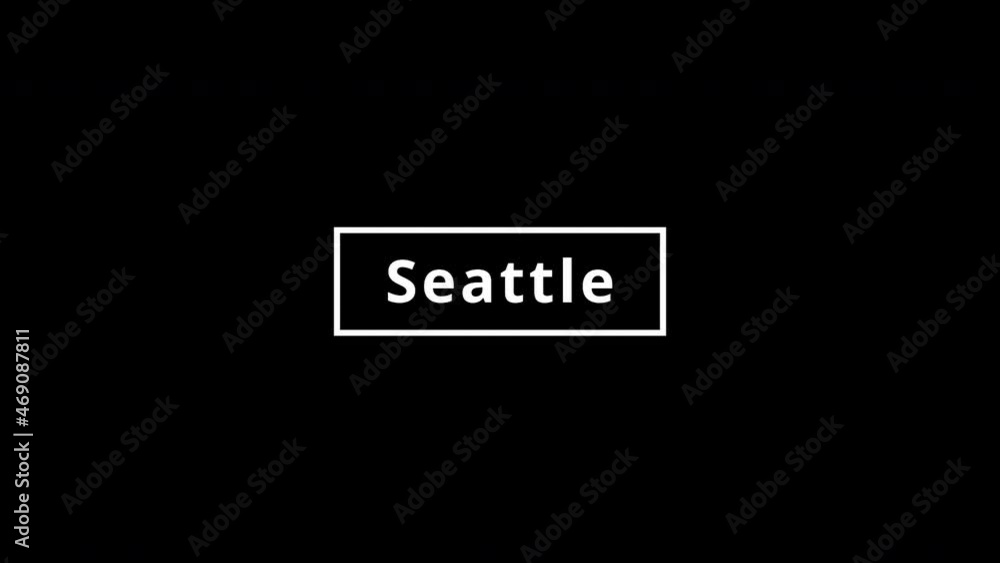 Transition of city of Seattle, white on a black background. Animation in 4k Transition of city of Seattle, white on a black background. Animation in 4k