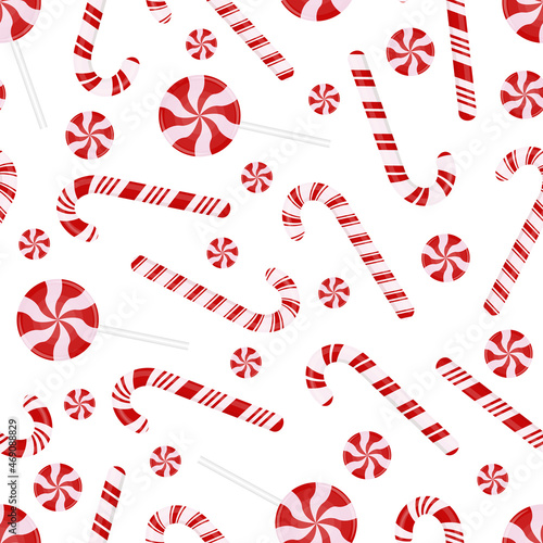 Red christmas candy vector seamless pattern