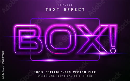 Box text effect in purple neon style
