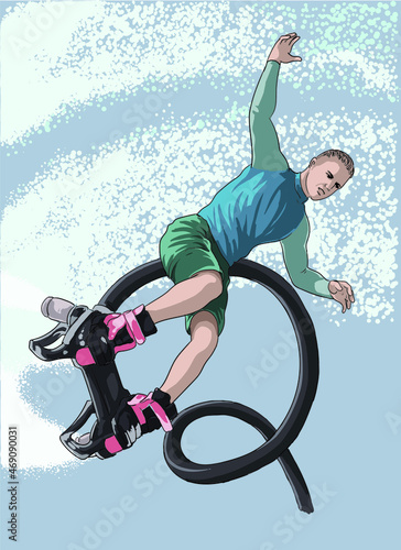 Flyboarding athlete pictures, extreme sport, art.illustration, vector