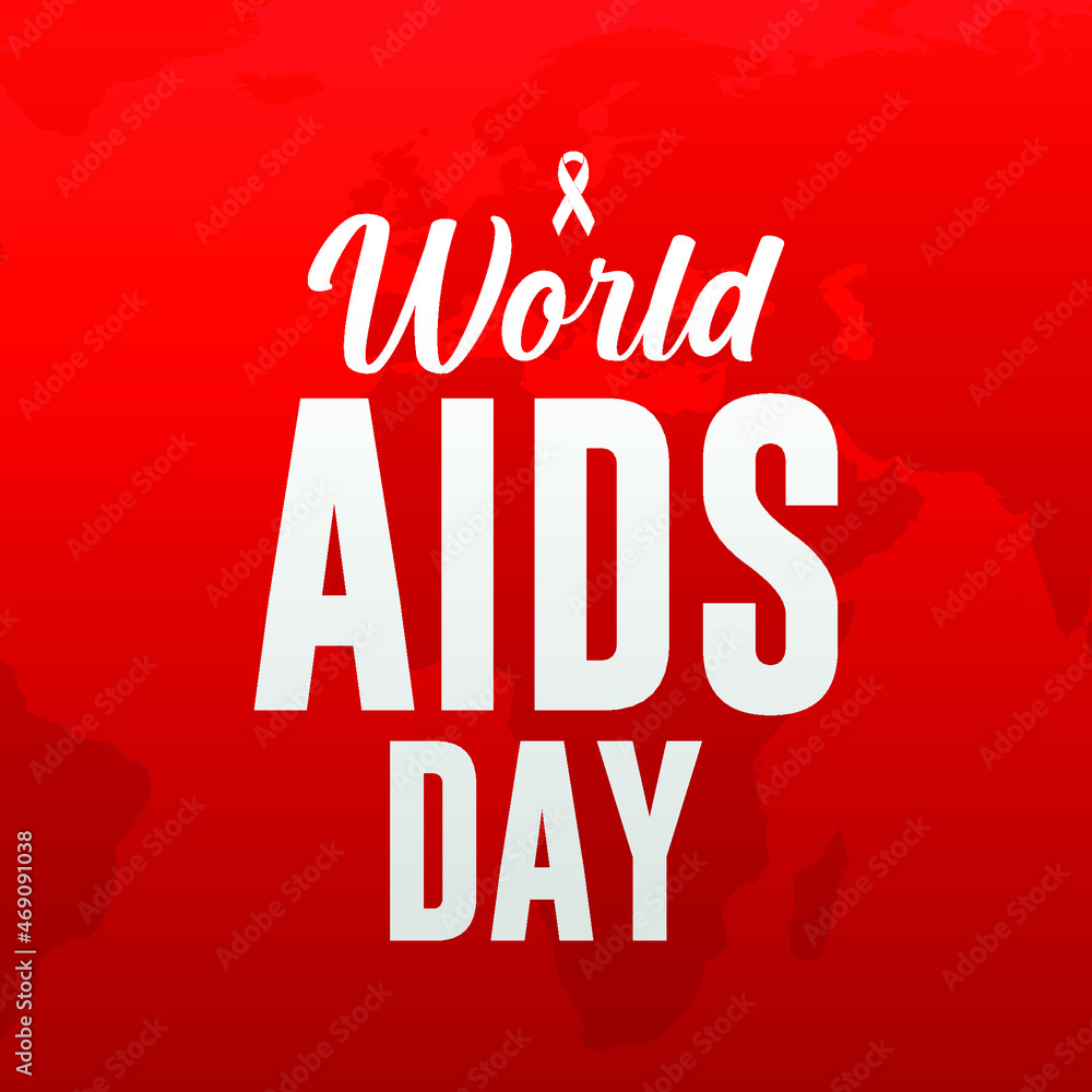 world aids day 1 december  awareness concept, sign, banner, cover, social media template with red HIV awareness ribbon on an abstract background 