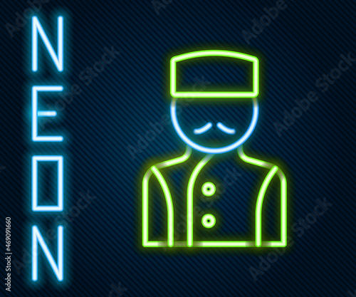 Glowing neon line Concierge icon isolated on black background. Colorful outline concept. Vector