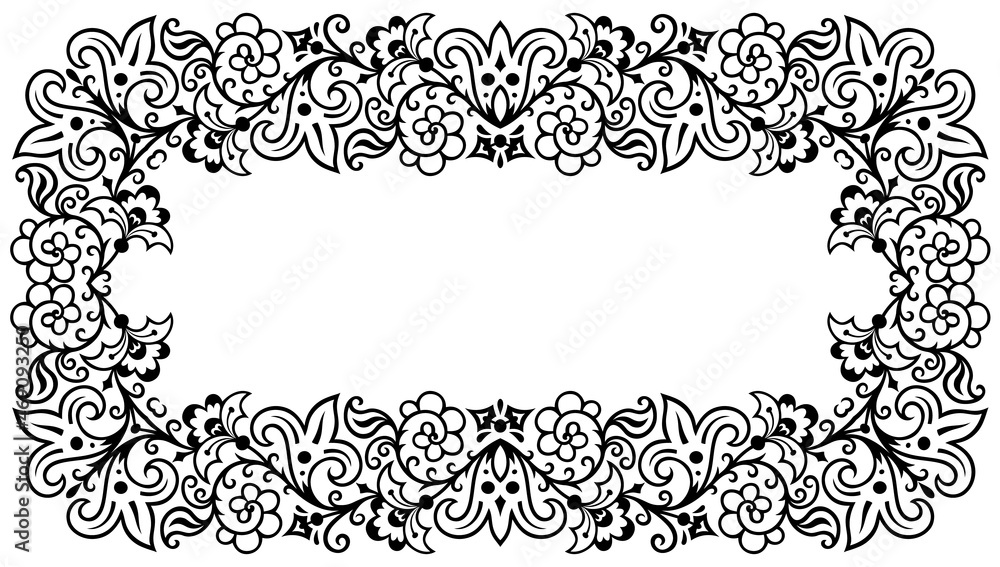 Floral hand drawn vector vintage border.