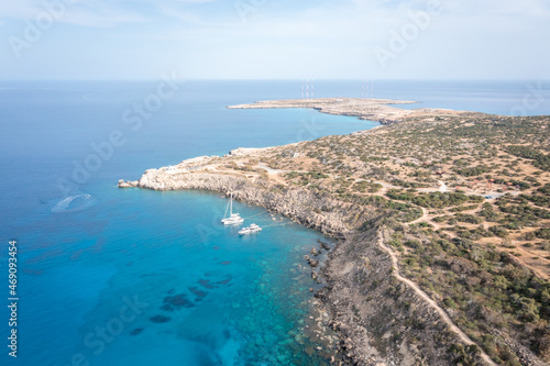 Summer aerial landscape of Bay and Coast at Cape Greco National Park near Ayia Napa, Cyprus. Aerial landscape © Alexey Oblov