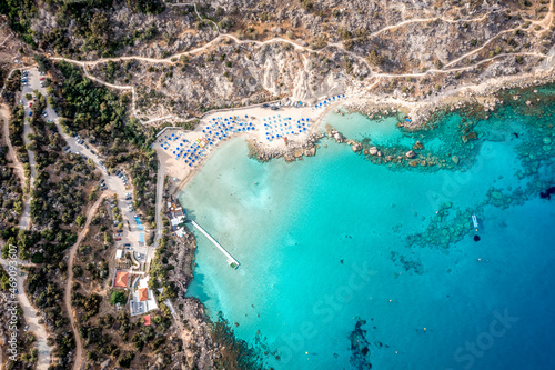 Aerial view of Konnos Bay Beach in Ayia Napa. Famagusta District, Cyprus. photo