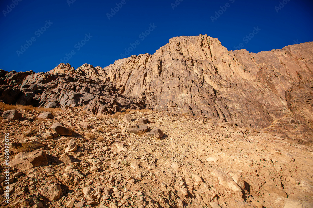 Egypt, view of Mount Moses on a bright sunny day. South Sinai, Egypt Egypt, view of Mount Moses on a bright sunny day. South Sinai, Egypt