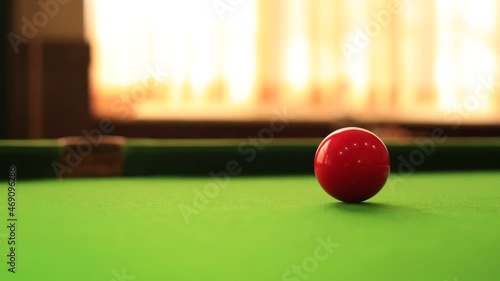 Snooker shots. Game fragment. Closu up view.
 photo