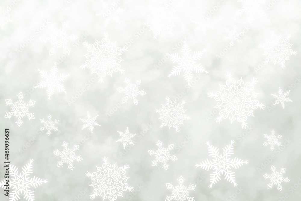 クリスマスの雪の結晶、きらきらした雪、真っ白な背景 クリスマスの雪の結晶、きらきらした雪、真っ白な背景