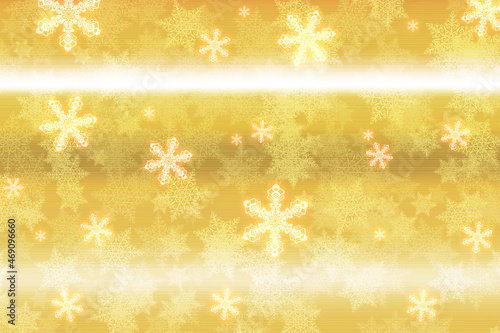 クリスマスの雪の結晶、きらきらした雪、かがやく豪華な黄金、高級感