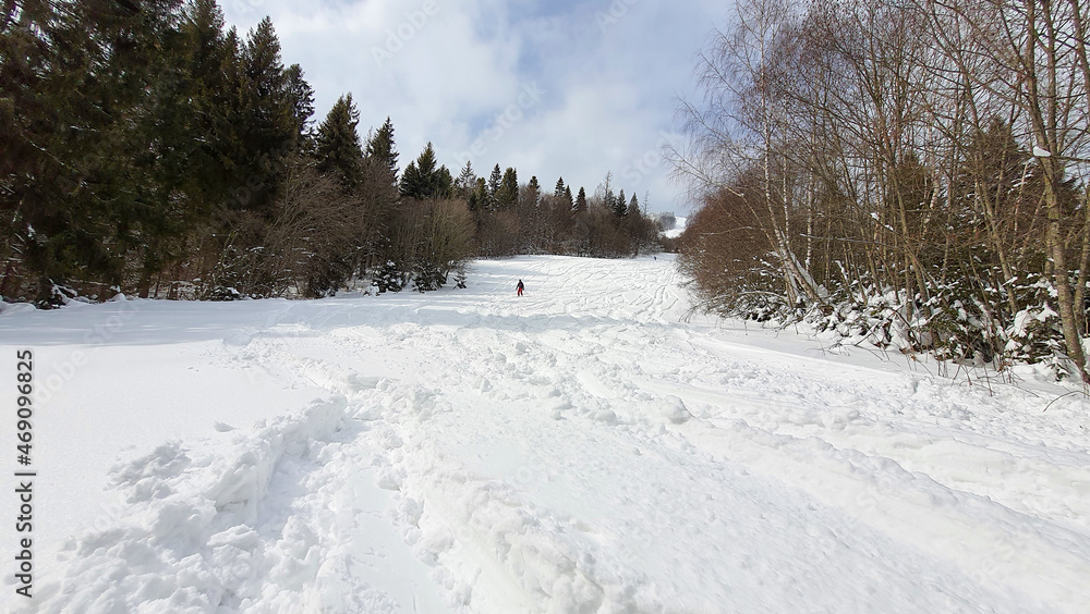 man skier at ski slope man skier at ski slope