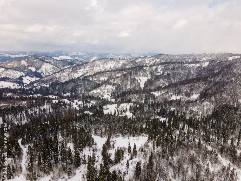 aerial view of snowed ukrainian carpathian mountains aerial view of snowed ukrainian carpathian mountains