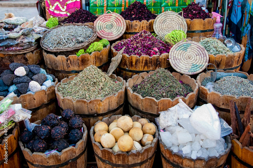 spices and seasonings in the street market