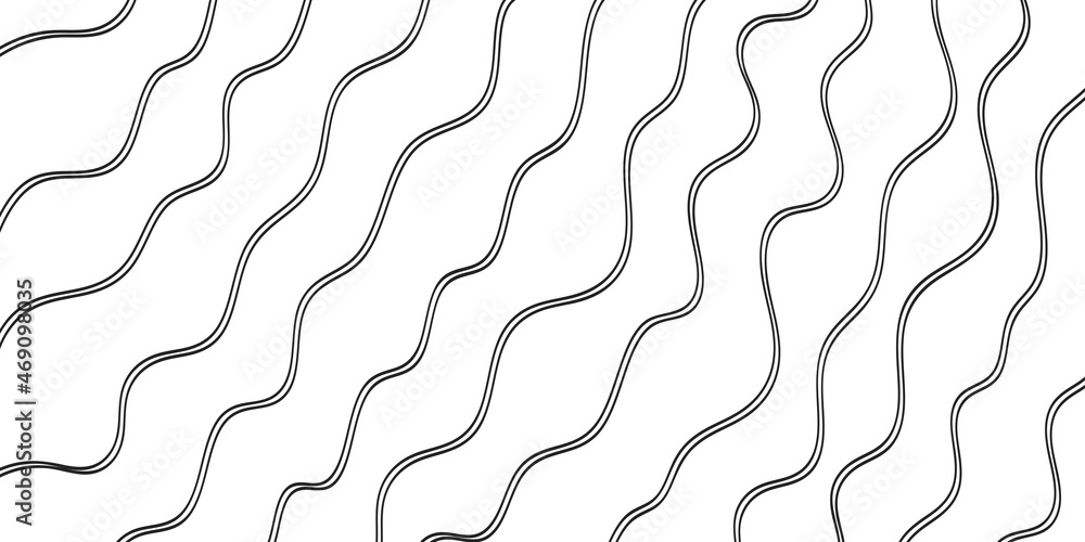 Abstract background design with curve lines. Black and white wave.
