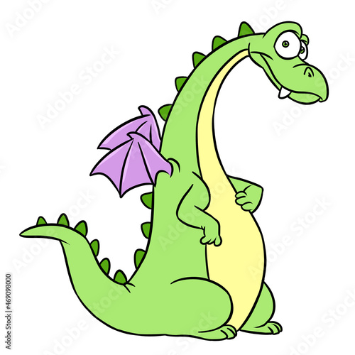 Character fabulous green dragon looking surprise illustration cartoon 