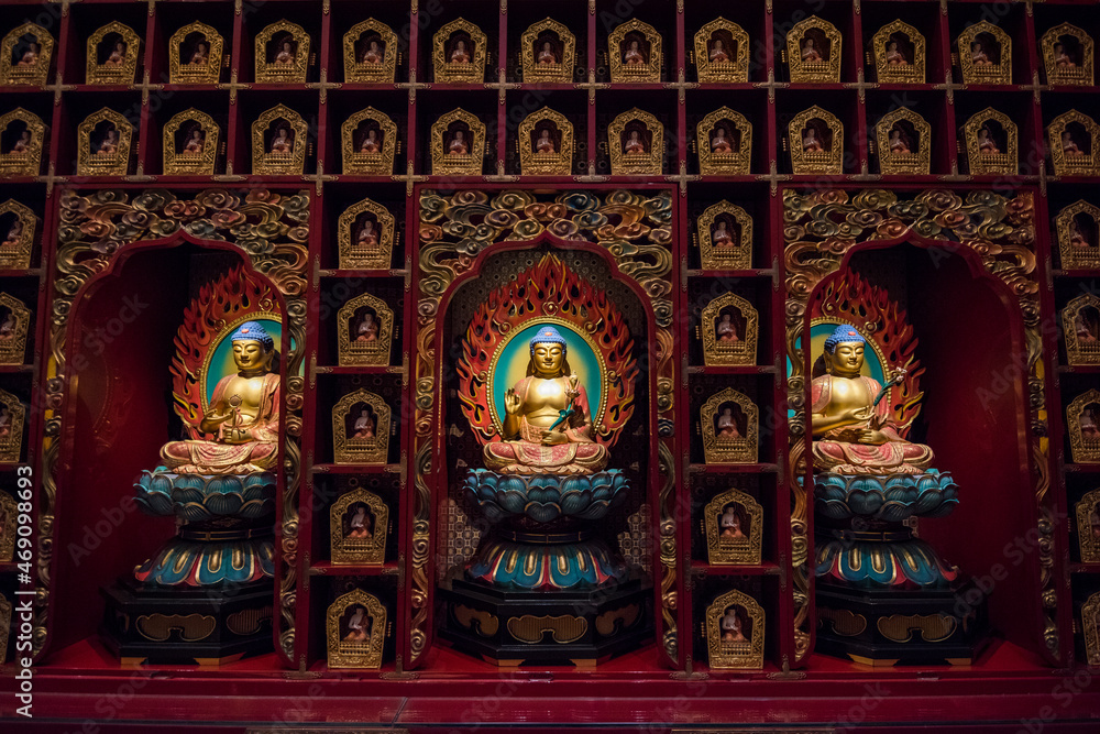 Singapore,02,15,2019. Sculpture in the buddha tooth relic temple