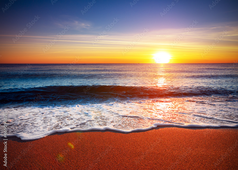 beautiful tropical sunset and sea