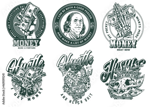 Money vintage monochrome emblems