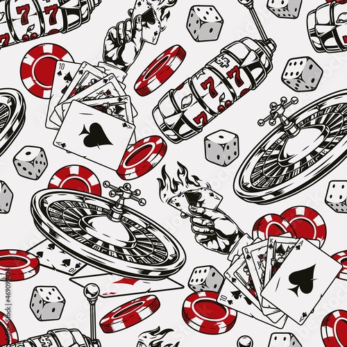 Gambling vintage seamless pattern