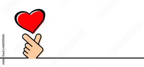 Korea v finger wave icon. Korean hand pictogram. Hallyu k pop or kpop dance mucic party logo. Love heart month or for romantic, wedding banner. Cartoon vector waves. Woman or men hands. I love you.