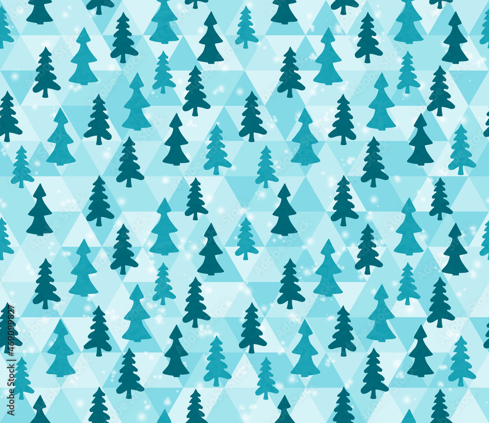Obraz premium Blue trees on seamless background