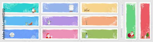 A collection of vertical banners with designs and motifs.