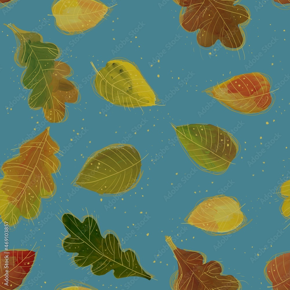 Autumn leafs pattern, seamless repeat. Trendy flat style. Great for backgrounds, apparel editorial design, cards, gift wrapping paper, home decor etc. Autumn leafs pattern, seamless repeat. Trendy flat style. Great for backgrounds, apparel editorial design, cards, gift wrapping paper, home decor etc.